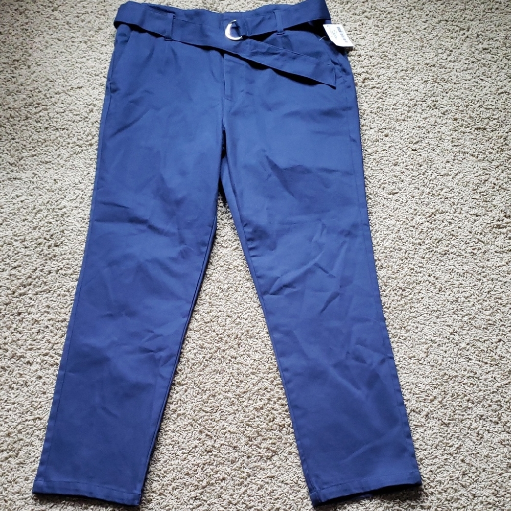 Women's Navy D-Ring Belted Chinos